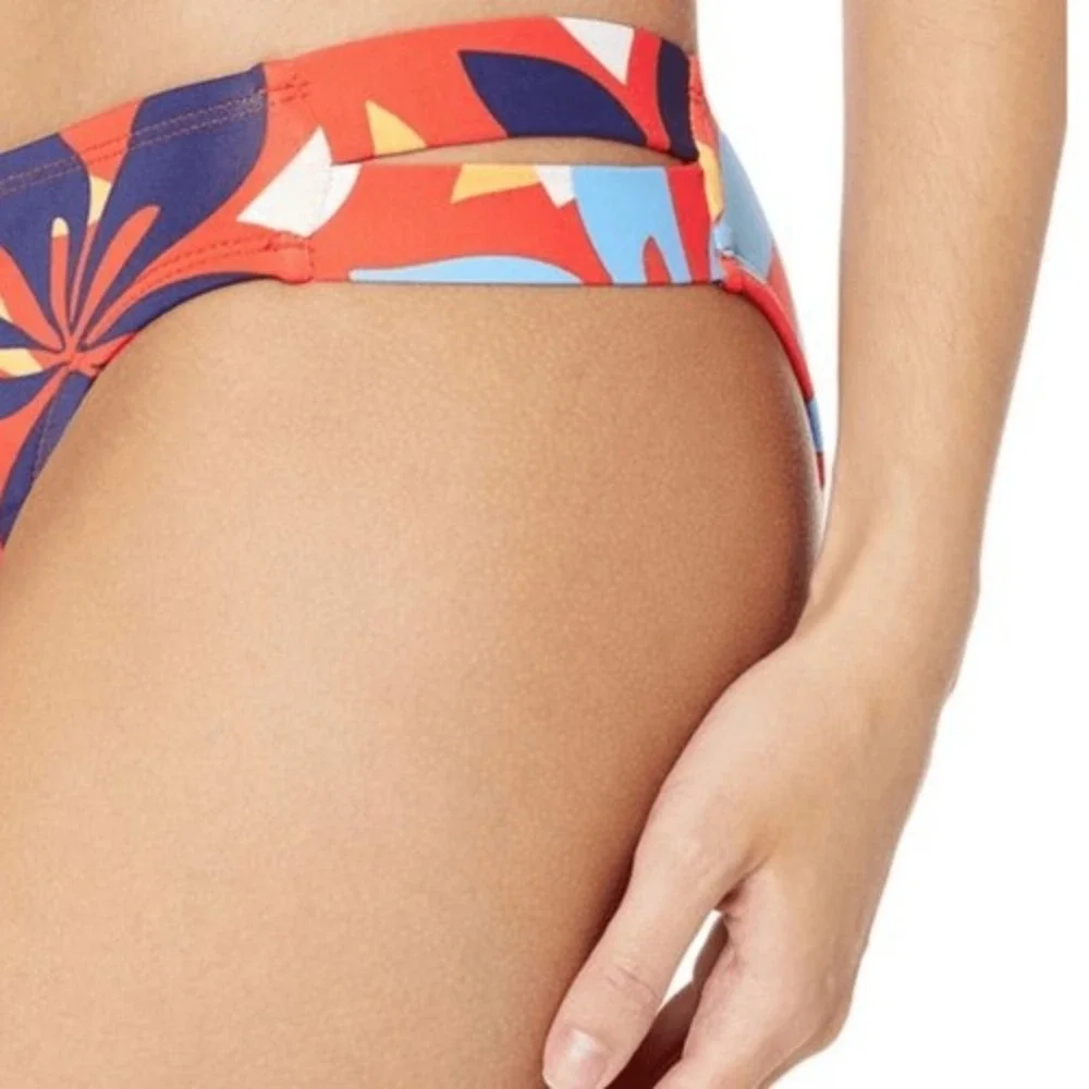 Hobie tropical bikini bloomy daze orange 2 piece knot front strappy floral small